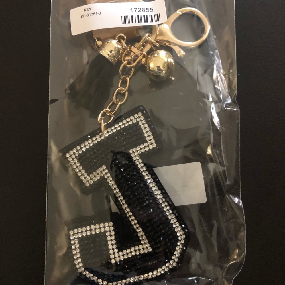 Embellished Rhinestone J Key Chain NWT - Picture 2 of 3